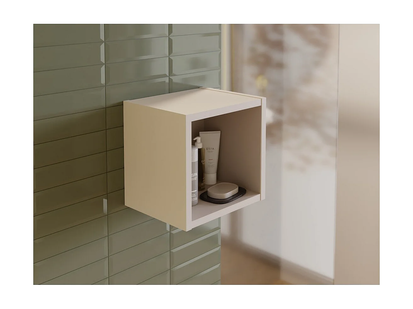 Cube opbergvak badkamer VANO – Kleur congo bruin – L26 × B27 × H21 cm – Om op te hangen
