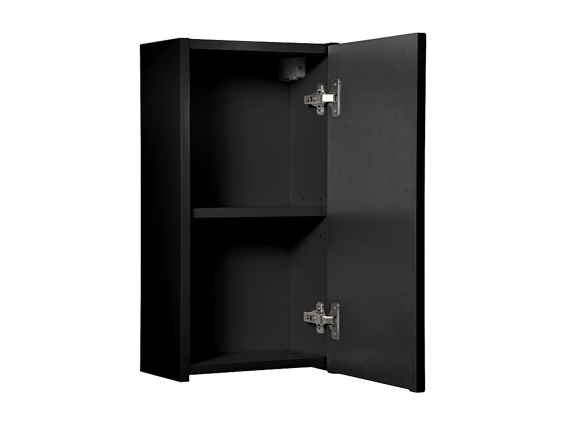 Meubel voor badkamer VANO – 1 deur – Mat zwart – L30 × B18 × H57 cm – Om op te hangen