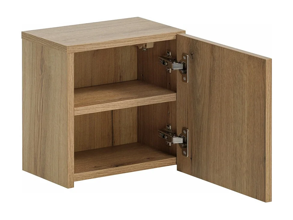 Meuble de rangement de salle de bain VANO – 1 porte – Coloris chêne – L20 × P57 × H18 cm – À suspendre