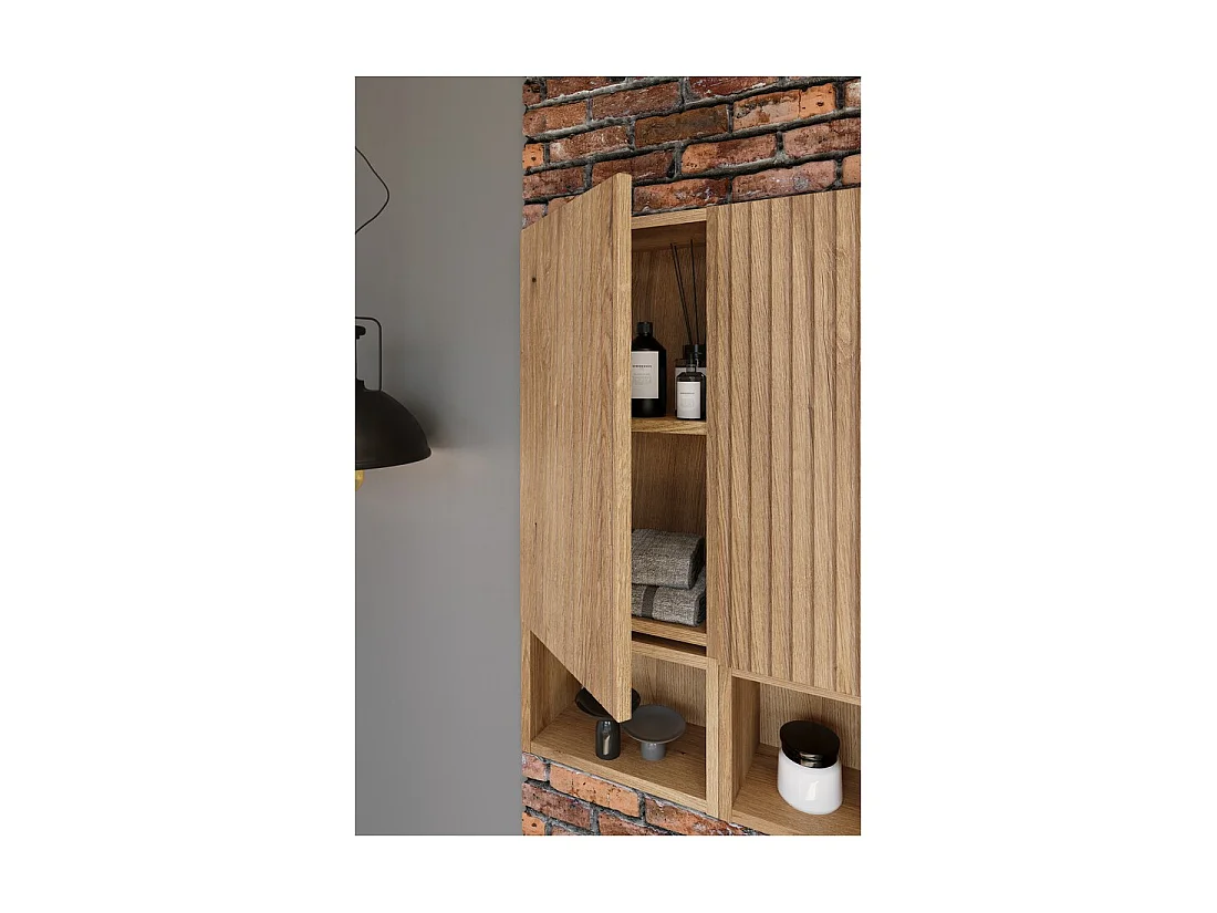 Meuble de rangement salle de bain VANO 57 cm chêne suspendu avec porte