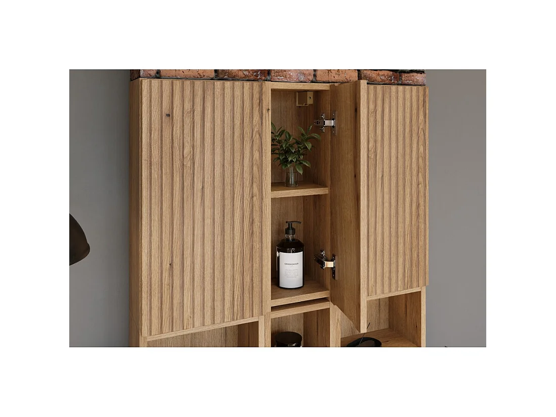 Meuble de rangement salle de bain VANO 57 cm chêne suspendu avec porte