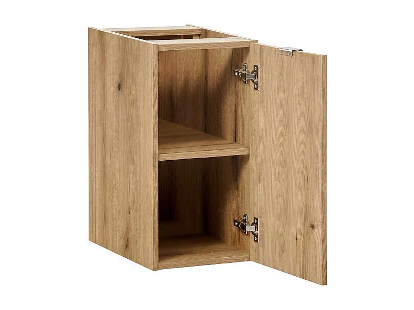 Meuble de rangement de salle de bain VANO – 1 porte – Coloris chêne – L30 × P57 × H39 cm – À suspendre