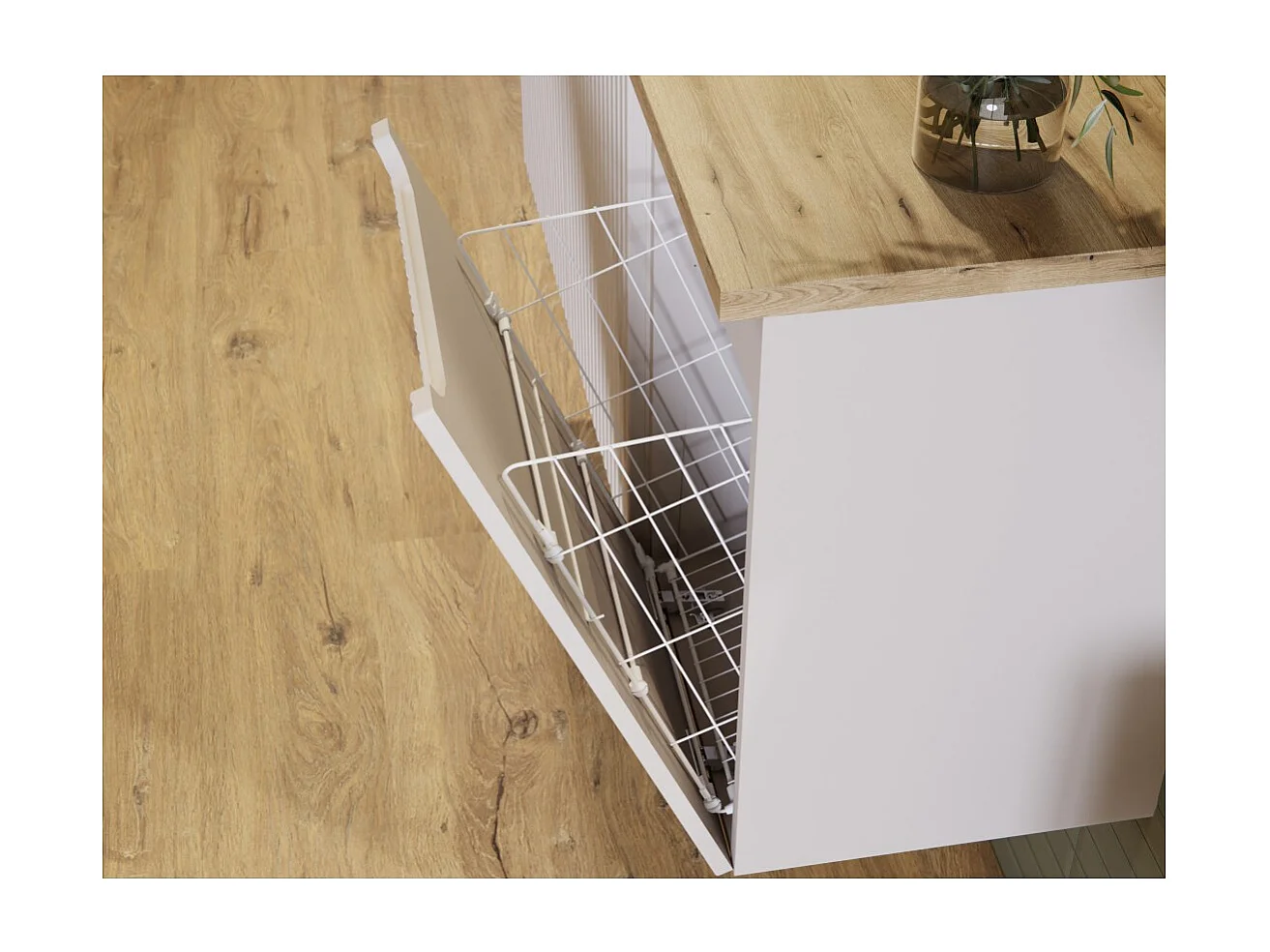 Meuble de rangement VANO avec panier à linge – Marron congo – L40 × P39 × H57 cm – Salle de bain