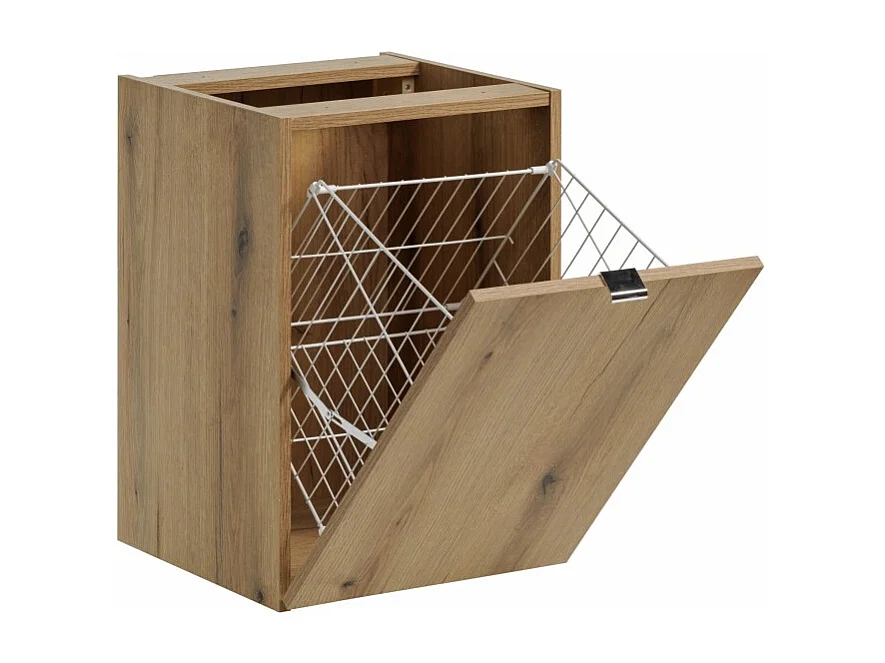 Meuble de rangement salle de bain VANO – Panier à linge – Chêne – L40 × P39 × H57 cm – À suspendre