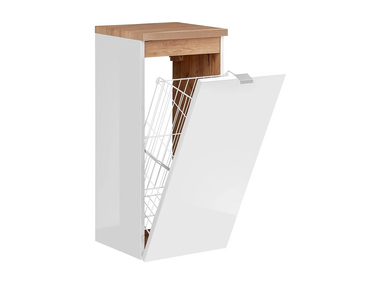 Meuble de rangement NALYA 80 cm – Blanc brillant et chêne clair – Élément suspendu