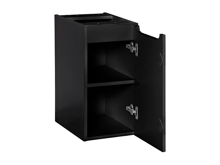 Meubel voor badkameropslag VANO - 1 deur - Mat zwart - L30 × B39 × H57 cm - Om op te hangen