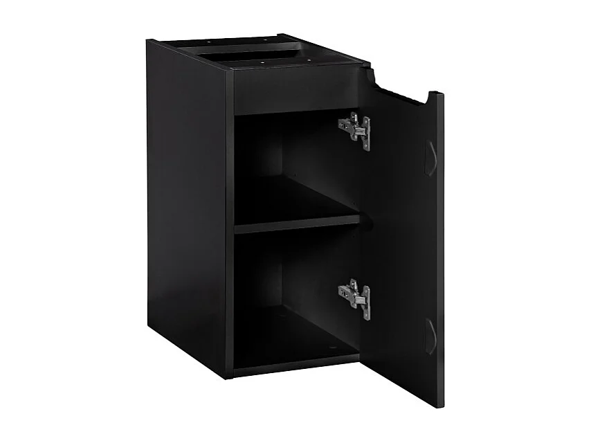 Meubel voor badkameropslag VANO - 1 deur - Mat zwart - L30 × B39 × H57 cm - Om op te hangen