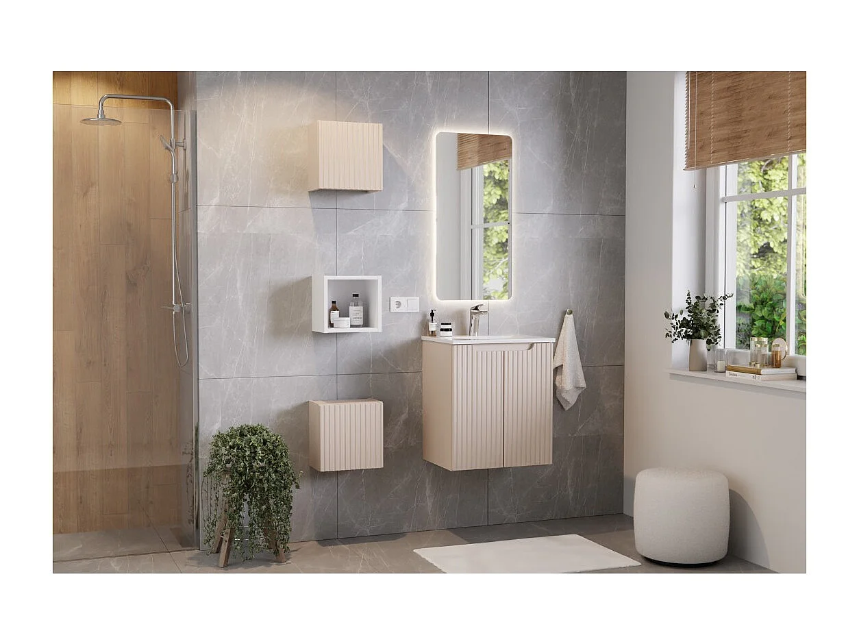 Meuble de rangement salle de bain VANO – 1 porte – Marron congo – L30 × P30 × H18 cm – À suspendre
