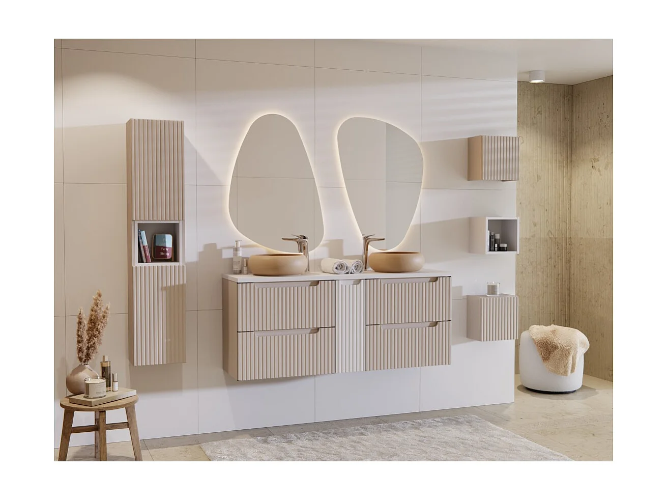 Meuble de rangement salle de bain VANO – 1 porte – Marron congo – L30 × P30 × H18 cm – À suspendre