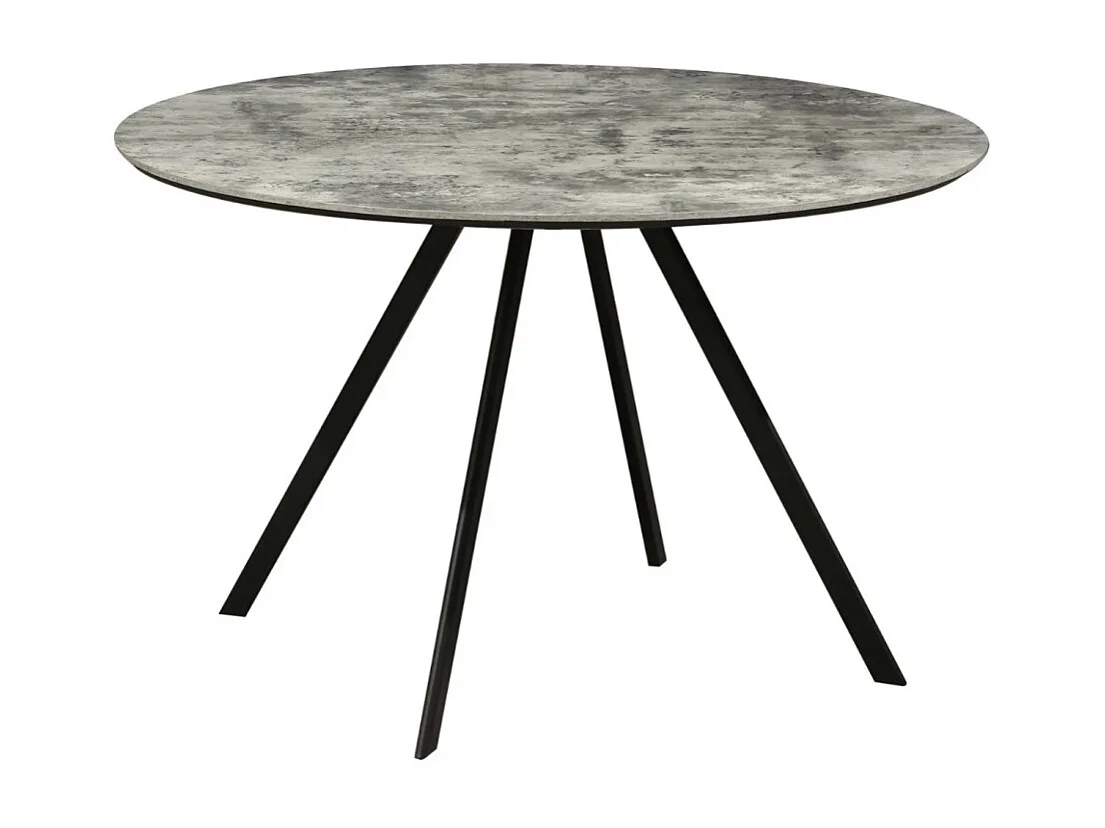 Table de salle à manger SOREN – Aspect pierre et métal – 120 cm – Ronde – Style moderne
