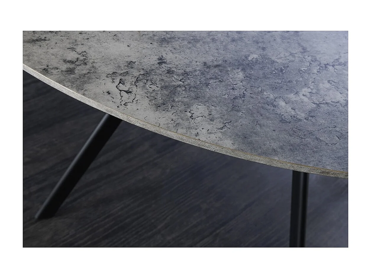 Table de salle à manger SOREN – Aspect pierre et métal – 120 cm – Ronde – Style moderne