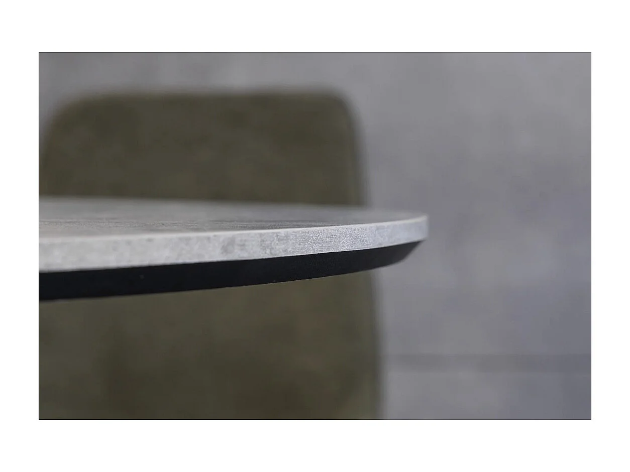 Table de salle à manger SOREN – Aspect pierre et métal – 100 cm – Ronde – Style moderne