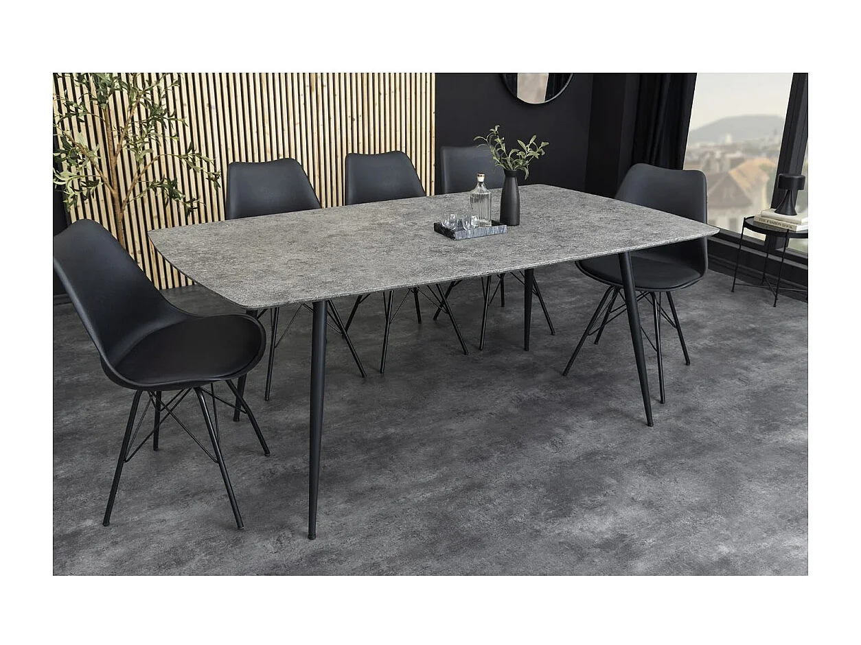 Table de salle à manger CALDERO 120 cm – Table contemporaine aspect pierre et métal