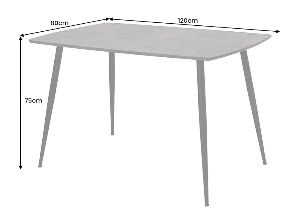 Table de salle à manger CALDERO 120 cm – Table contemporaine aspect pierre et métal