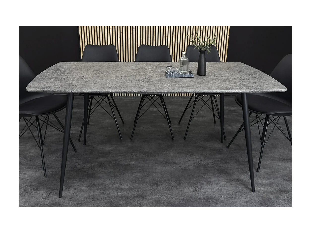 Table de salle à manger CALDERO 120 cm – Table contemporaine aspect pierre et métal