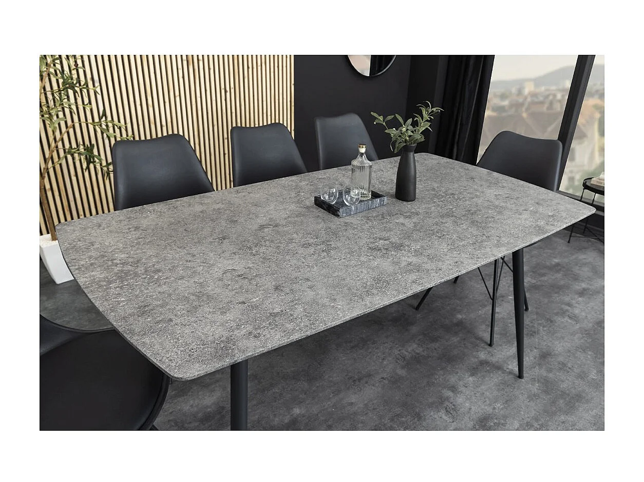 Table de salle à manger CALDERO 120 cm – Table contemporaine aspect pierre et métal