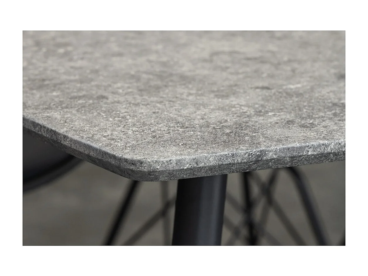 Table de salle à manger CALDERO 120 cm – Table contemporaine aspect pierre et métal