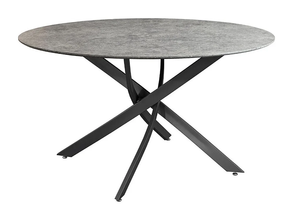 Table de salle à manger COURBAX ronde 120 cm – Table contemporaine aspect pierre et métal