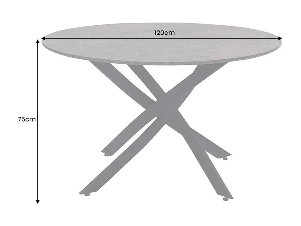 Table de salle à manger COURBAX ronde 120 cm – Table contemporaine aspect pierre et métal