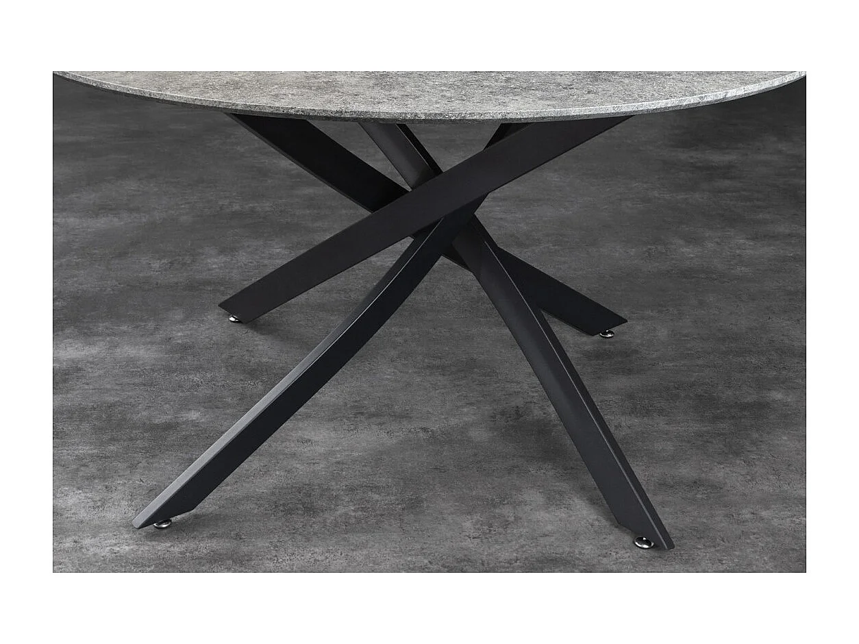 Table de salle à manger COURBAX ronde 120 cm – Table contemporaine aspect pierre et métal