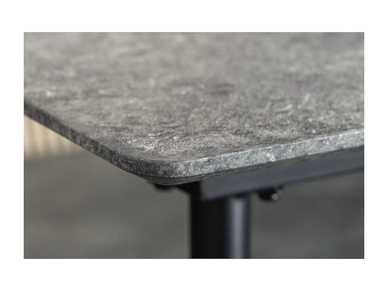 Table extensible CALDERO 120–160 cm – Table contemporaine aspect pierre et métal