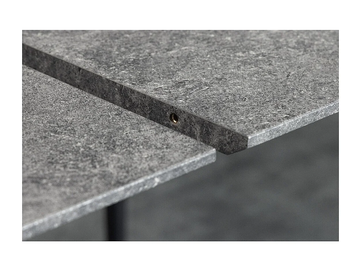 Table extensible CALDERO 120–160 cm – Table contemporaine aspect pierre et métal