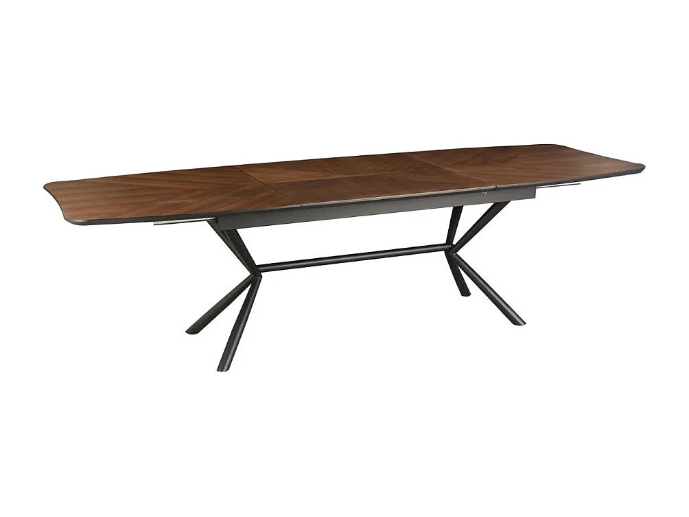Table de salle à manger GRANI – MDF placage noyer et métal – 180-270 cm – Extensible