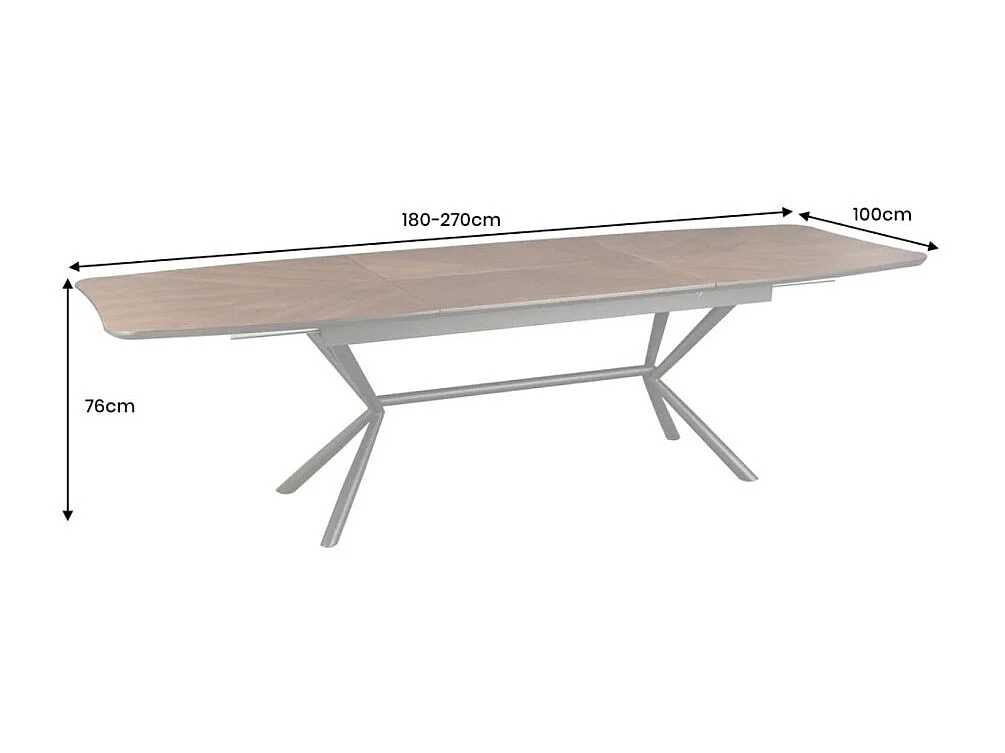 Table de salle à manger GRANI – MDF placage noyer et métal – 180-270 cm – Extensible