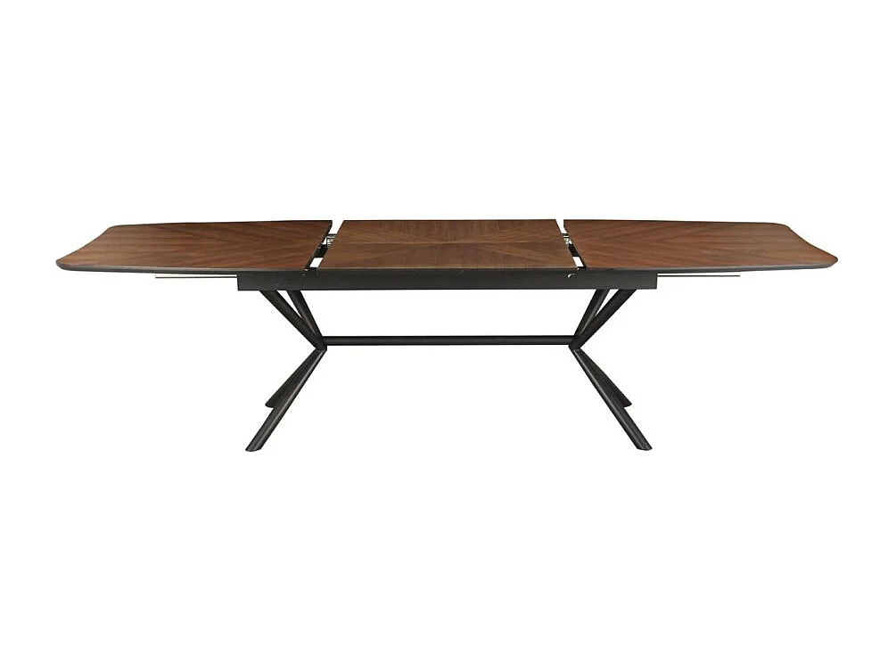 Table de salle à manger GRANI – MDF placage noyer et métal – 180-270 cm – Extensible