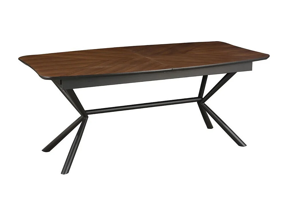 Table de salle à manger GRANI – MDF placage noyer et métal – 180-270 cm – Extensible