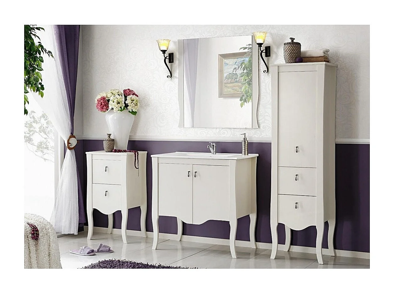 Miroir salle de bain blanc carré 80x80 cm cadre fin 2 cm design