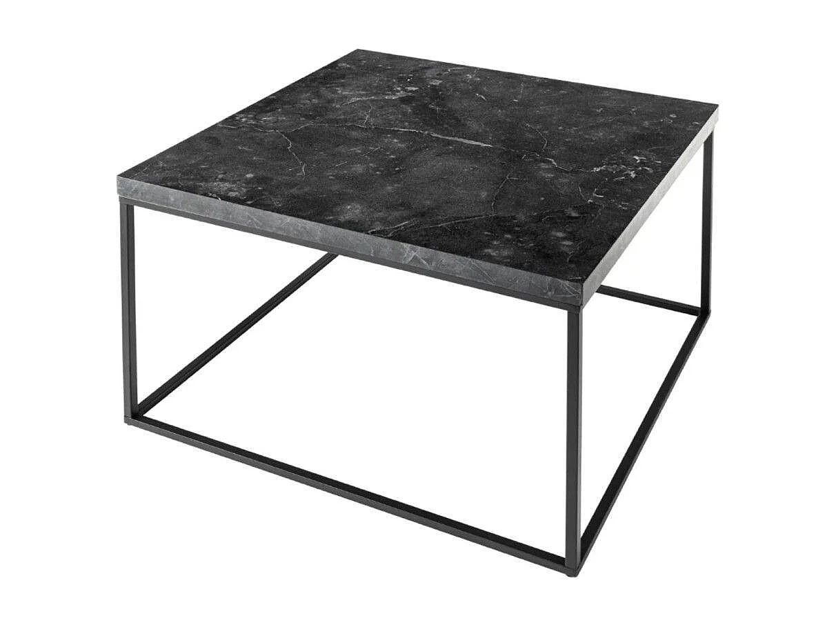 Couchtisch ABITTA quadratisch 60 cm in Anthrazit-Marmoroptik – Modern aus MDF mit Metallbeinen