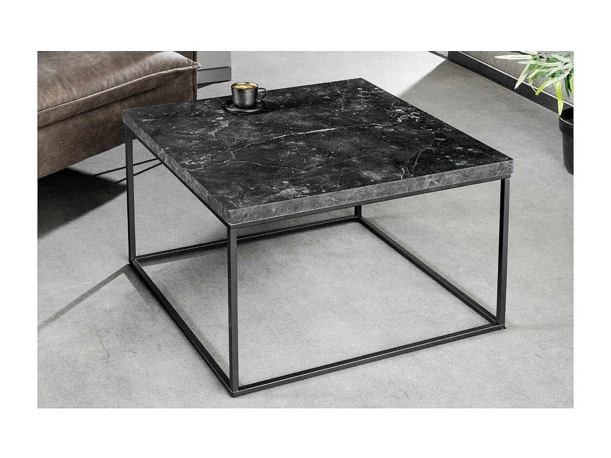 Couchtisch ABITTA quadratisch 60 cm in Anthrazit-Marmoroptik – Modern aus MDF mit Metallbeinen
