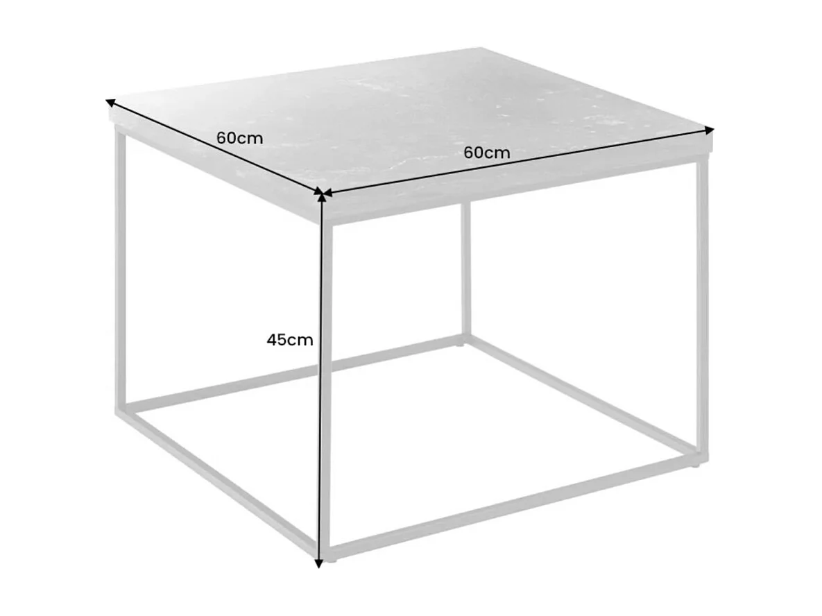 Couchtisch ABITTA quadratisch 60 cm in Anthrazit-Marmoroptik – Modern aus MDF mit Metallbeinen