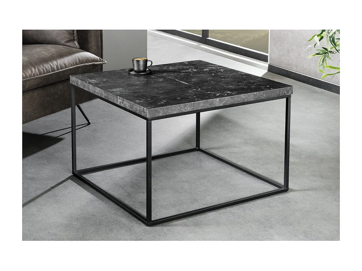 Couchtisch ABITTA quadratisch 60 cm in Anthrazit-Marmoroptik – Modern aus MDF mit Metallbeinen