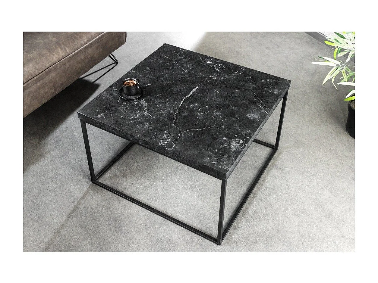 Couchtisch ABITTA quadratisch 60 cm in Anthrazit-Marmoroptik – Modern aus MDF mit Metallbeinen