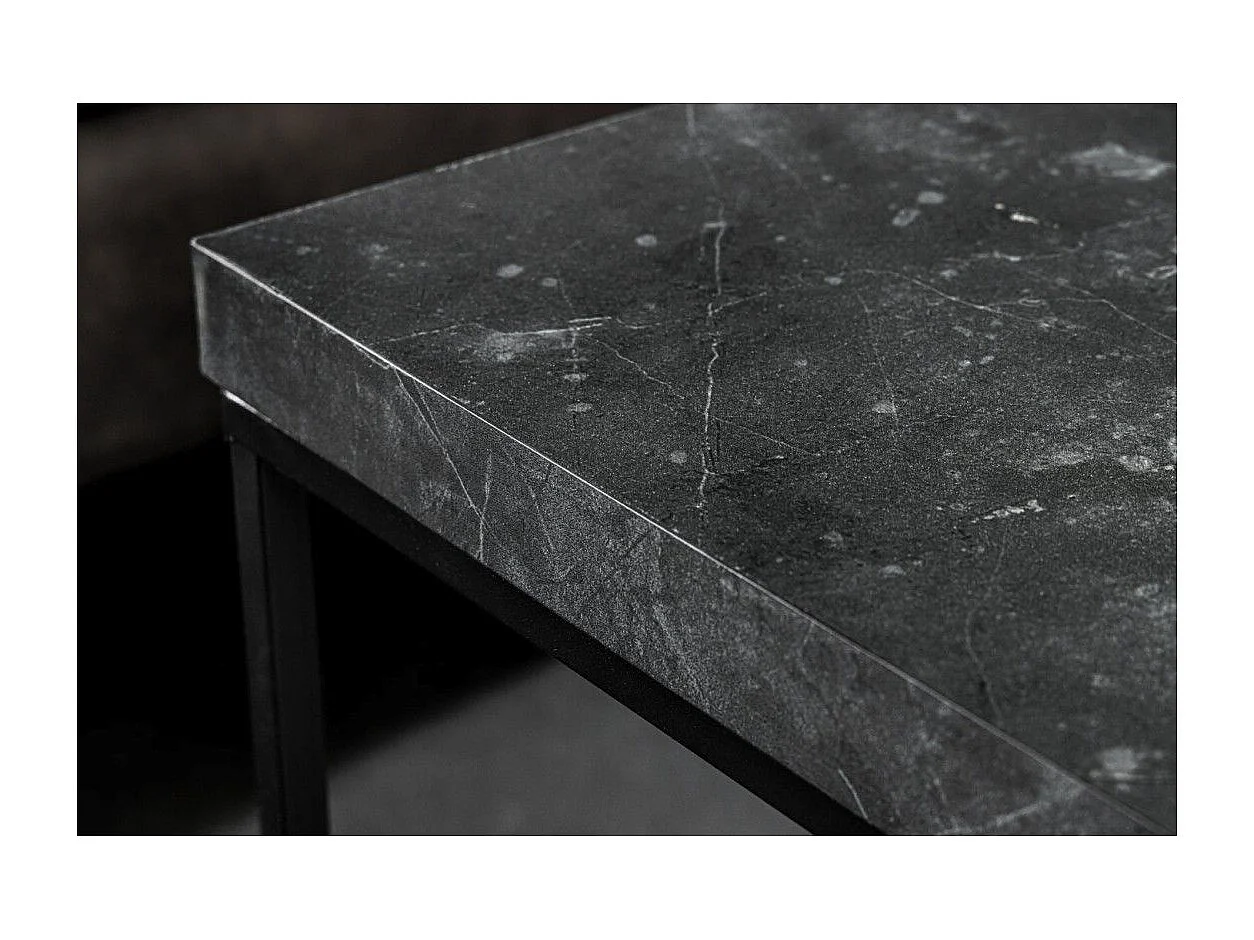 Couchtisch ABITTA quadratisch 60 cm in Anthrazit-Marmoroptik – Modern aus MDF mit Metallbeinen