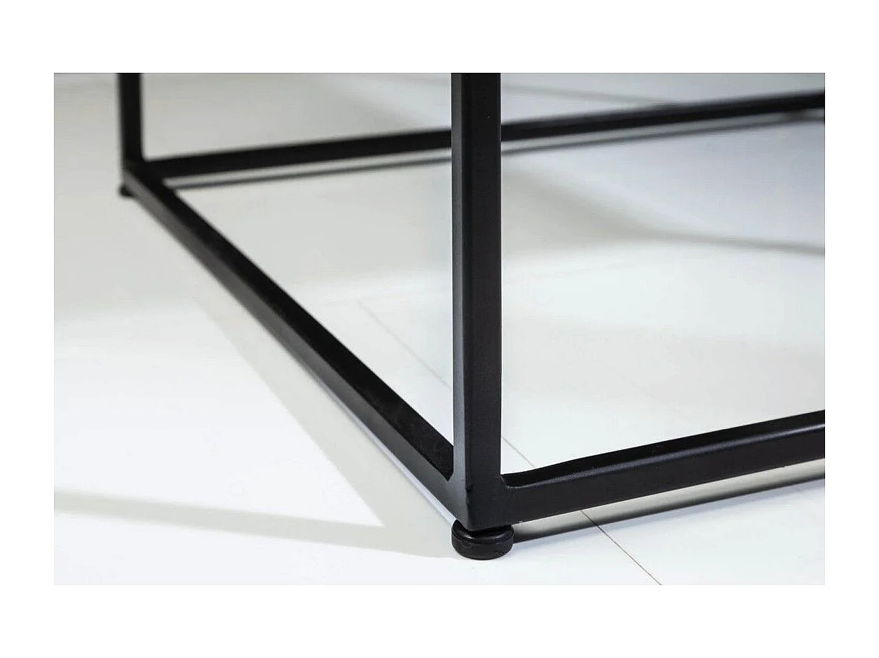 Couchtisch ABITTA quadratisch 50 cm in Grau Marmor – Moderner Couchtisch mit Mineralplatte und Metallbeinen