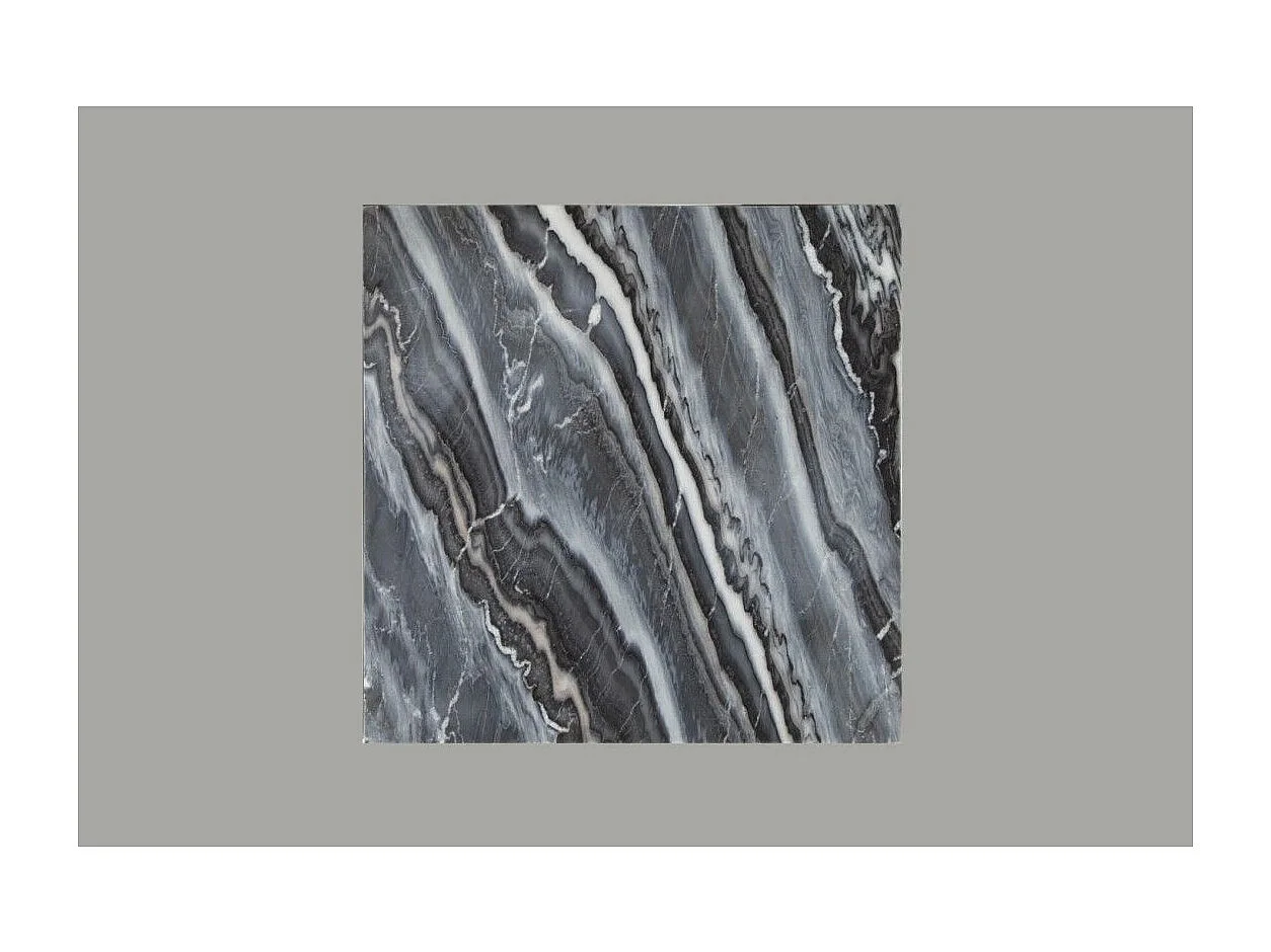 Couchtisch ABITTA quadratisch 50 cm in Grau Marmor – Moderner Couchtisch mit Mineralplatte und Metallbeinen