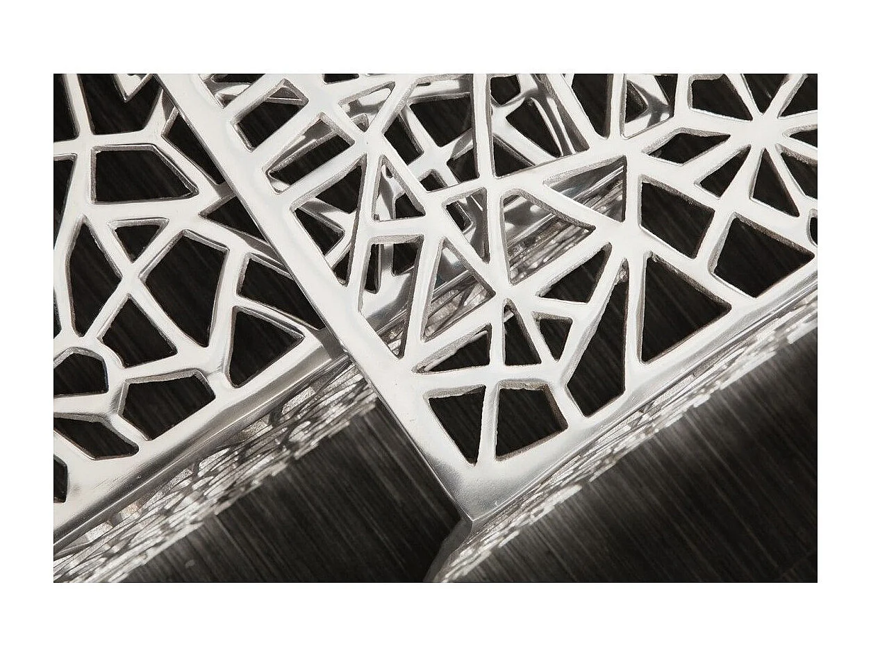 Tables basses gigognes METRIX argentées – Tables basses design en aluminium à motifs géométriques