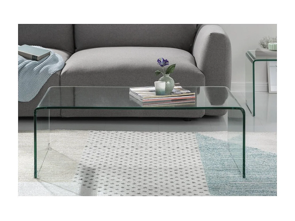 Tables basses empilables HOLOW – Lot de 2 tables basses design en verre trempé