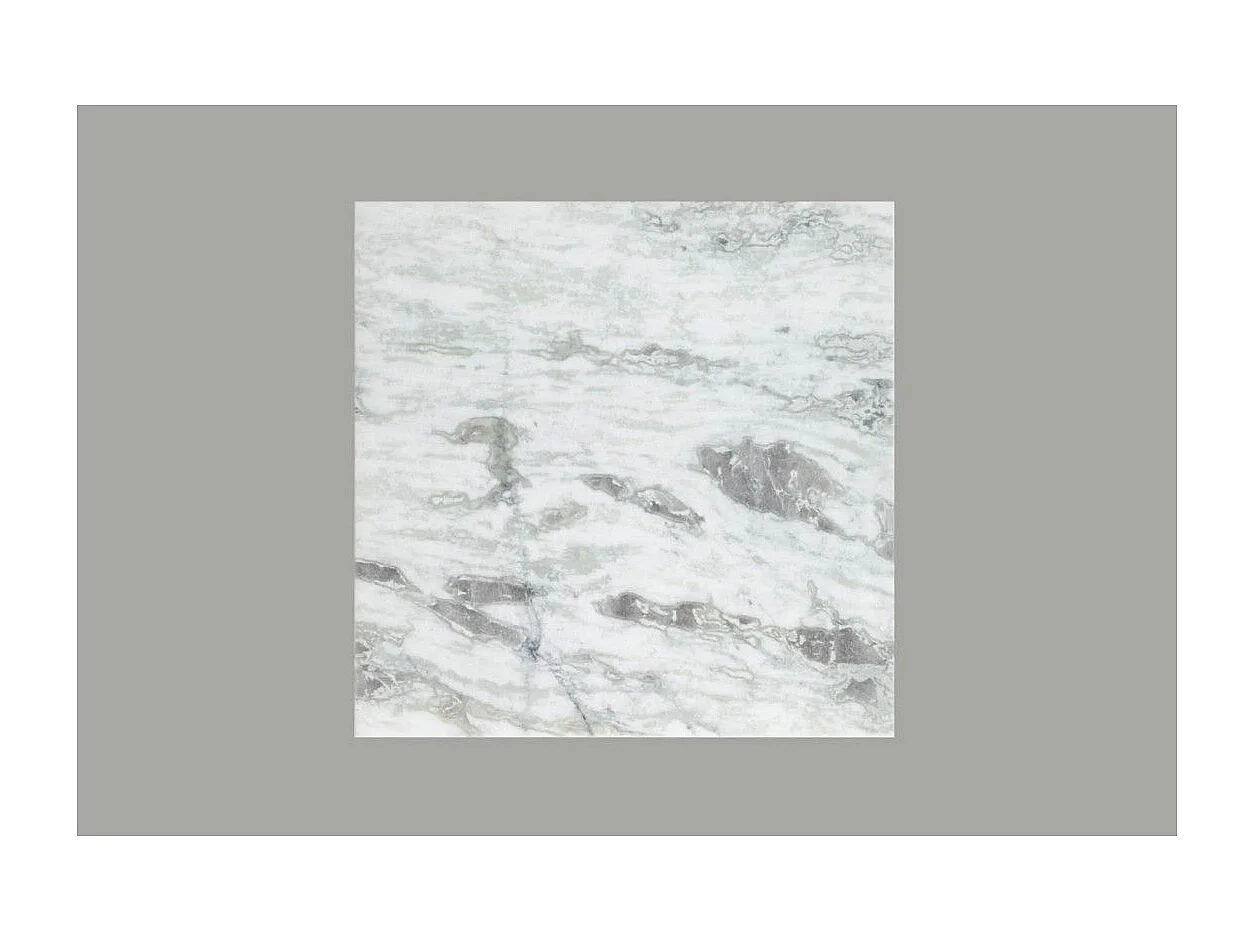 Quadratischer Couchtisch ABITTA 50 cm aus weißem Marmor und Metallbeinen im modernen Stil