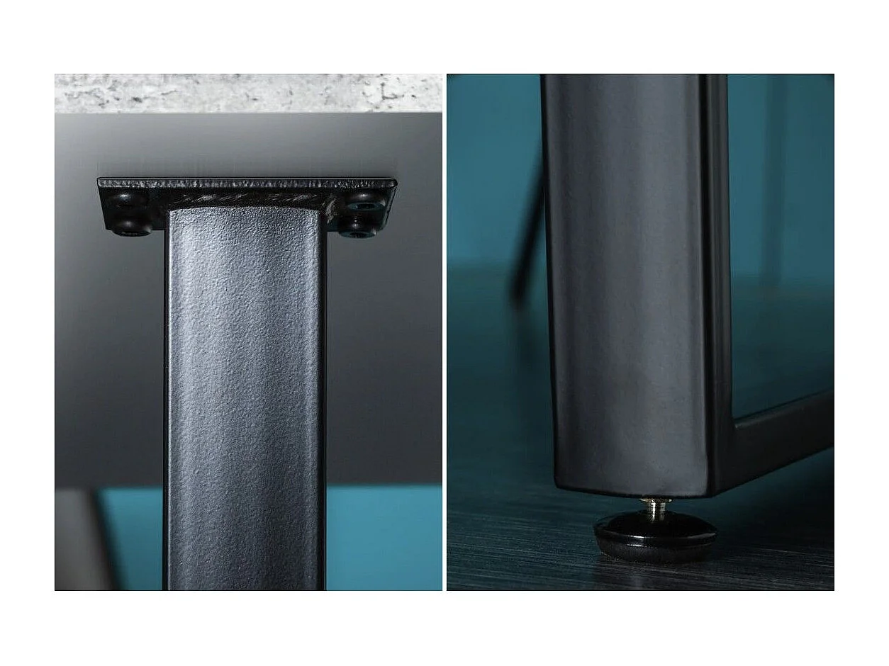 Table de salle à manger MERAX 160 cm – Plateau effet béton gris et structure en métal noir