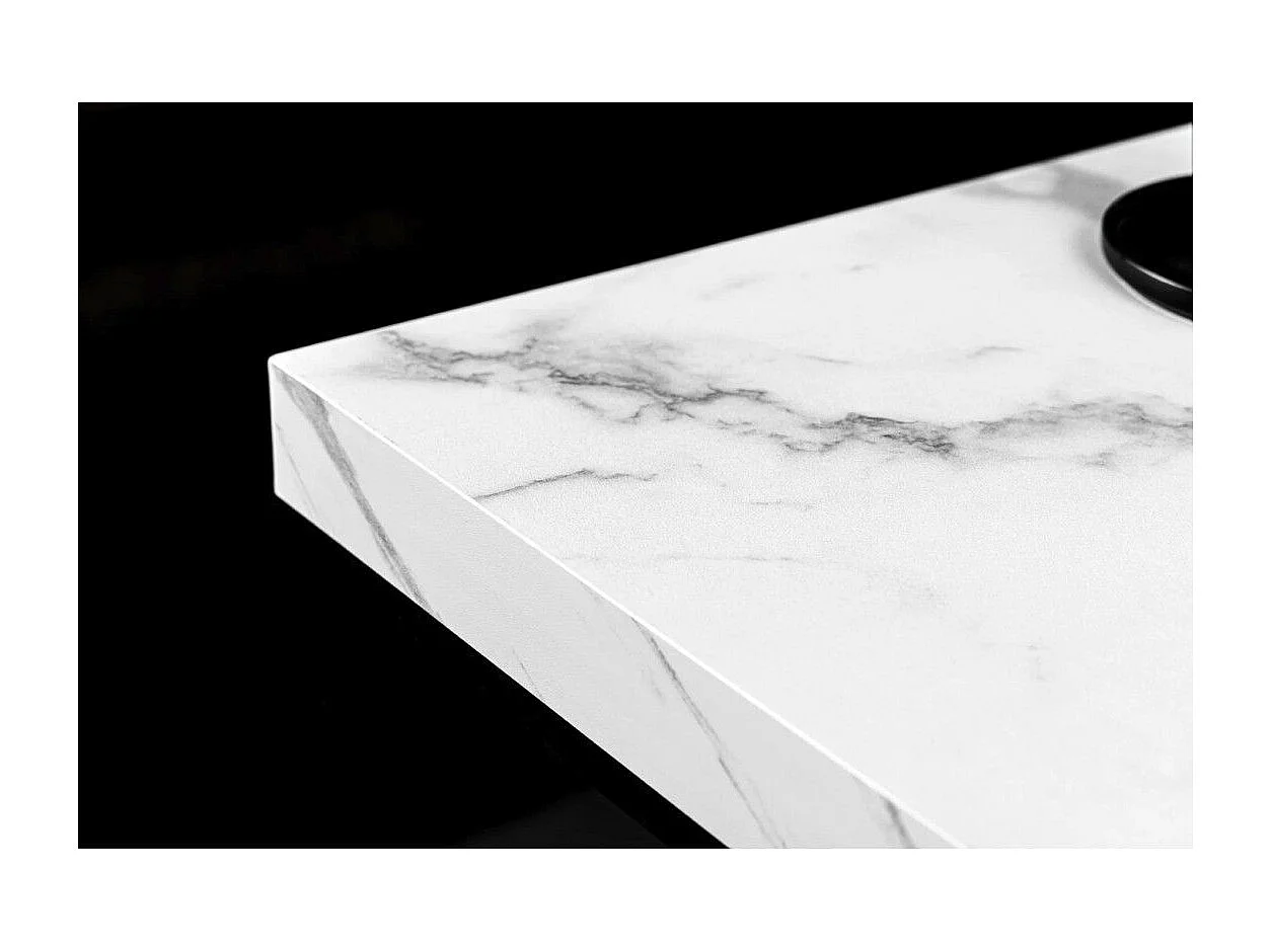 Couchtisch ABITTA quadratisch 60 cm weißer Marmor – Modern mit Marmor-Effekt-Platte und Metallbeinen