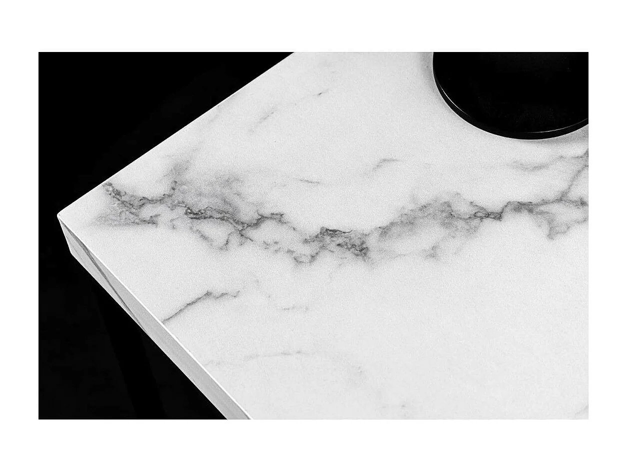 Couchtisch ABITTA quadratisch 60 cm weißer Marmor – Modern mit Marmor-Effekt-Platte und Metallbeinen