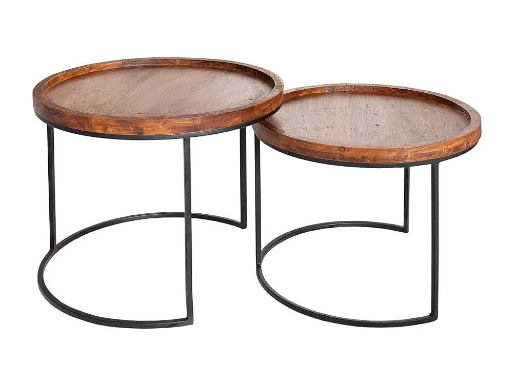 Nesting-Beistelltische ORBO rund – Massivholz Akazie und Metall