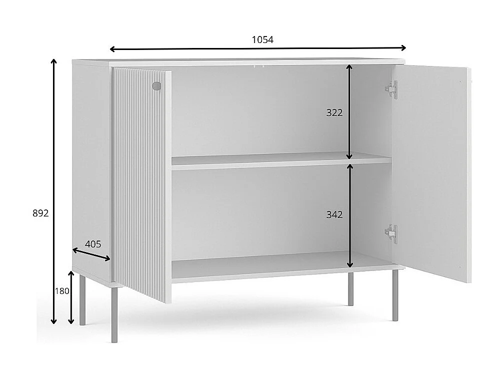 Buffet ISIS – 2 portes – Gris – 105x89x41