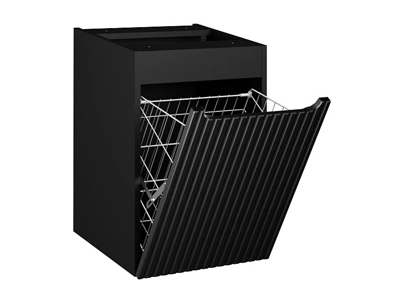 Aufbewahrungsmöbel VANO – Integrierter Wäschekorb – Mattschwarz – L40 × B39 × H57 cm – Zum Aufhängen