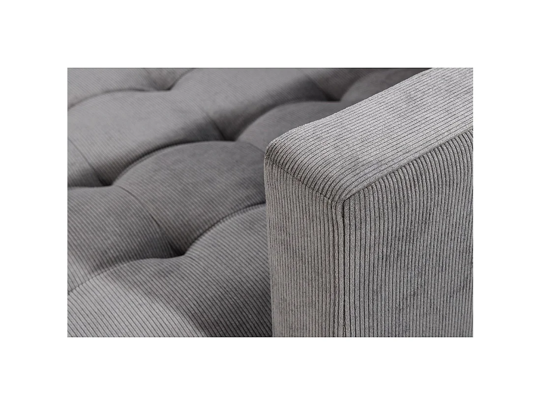 Canapé d'angle CITY gris clair capitonné réversible – Canapé contemporain en tissu côtelé