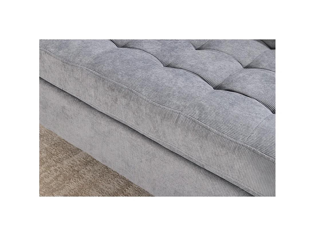 Canapé d'angle CITY gris clair capitonné réversible – Canapé contemporain en tissu côtelé